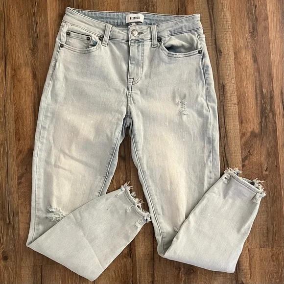 PISTOLA | Arielle Light Wash Paint Splatter Skinny Jeans 28 - Picture 6 of 13